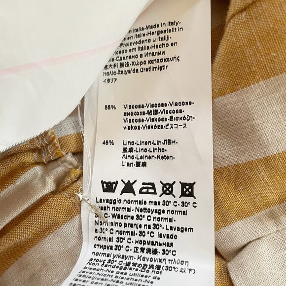 Rinascimento Paperbag Waist Belted Shorts Striped Tan Cream Size Small New - Picture 9 of 11